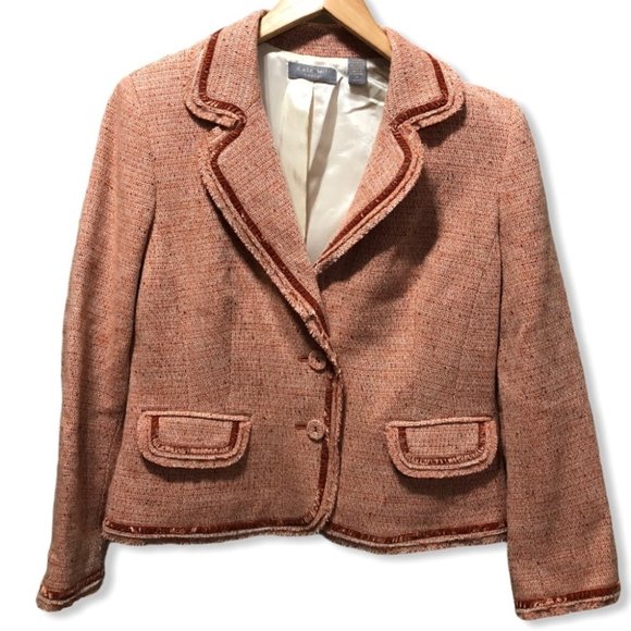 {Kate Hill} Pink Tweed Wool Blazer size 8 - Picture 1 of 10